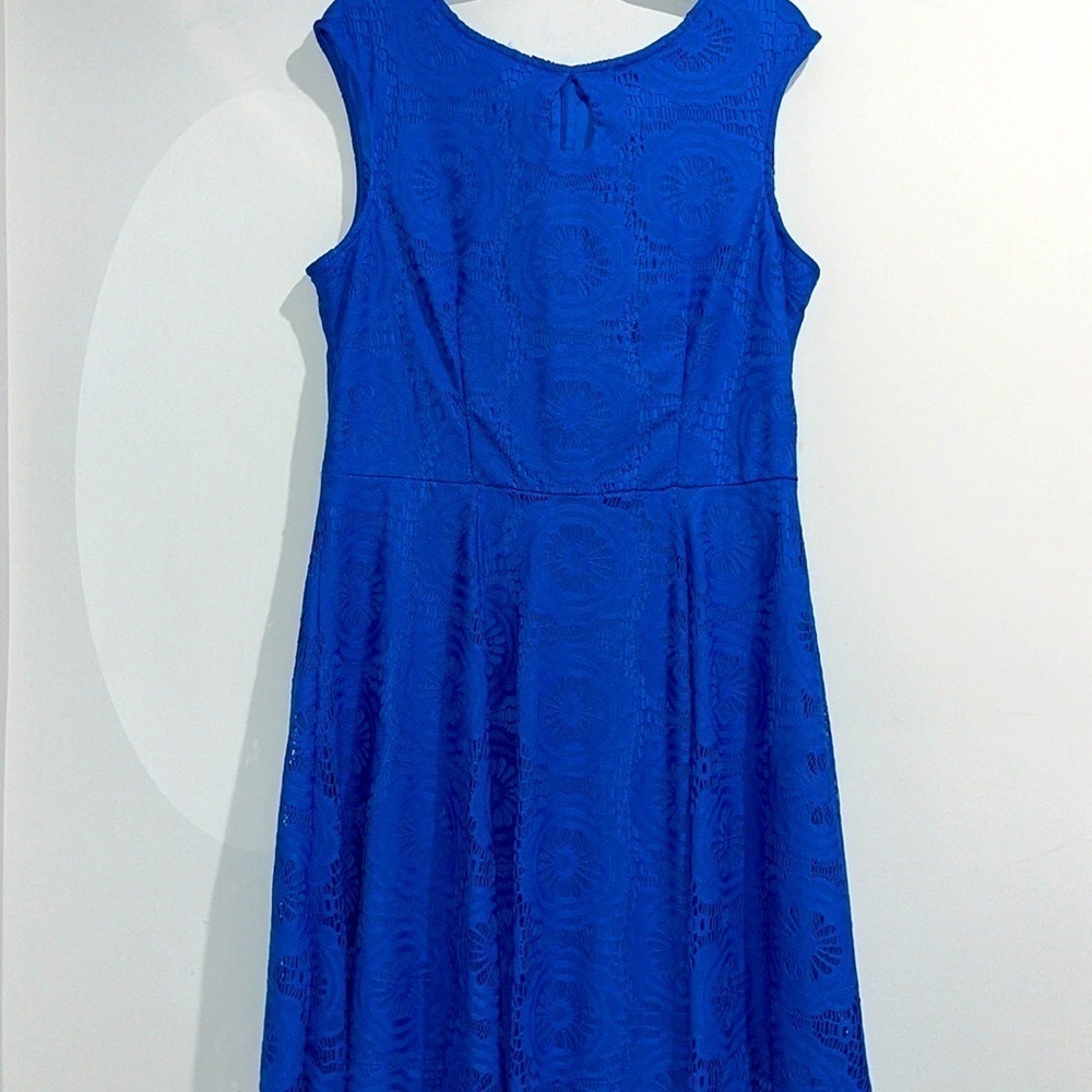 London Style royal blue lace floral dress. Size 18.